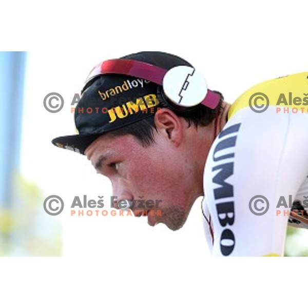 Primoz Roglic of Lotto Jumbo posted best time at 44 km and become Slovenian National Time Trial Champion at 35. Maraton Franja BTC City in Ljubljana, Slovenia on June 10, 2016