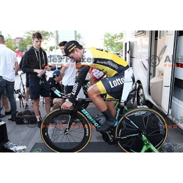 Primoz Roglic of Lotto Jumbo posted best time at 44 km and become Slovenian National Time Trial Champion at 35. Maraton Franja BTC City in Ljubljana, Slovenia on June 10, 2016