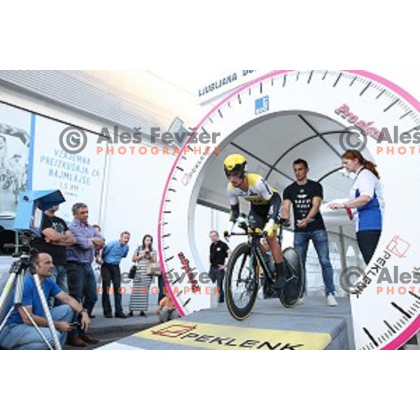 Primoz Roglic of Lotto Jumbo posted best time at 44 km and become Slovenian National Time Trial Champion at 35. Maraton Franja BTC City in Ljubljana, Slovenia on June 10, 2016