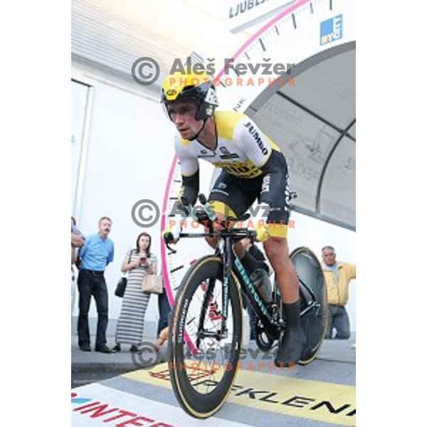 Primoz Roglic of Lotto Jumbo posted best time at 44 km and become Slovenian National Time Trial Champion at 35. Maraton Franja BTC City in Ljubljana, Slovenia on June 10, 2016