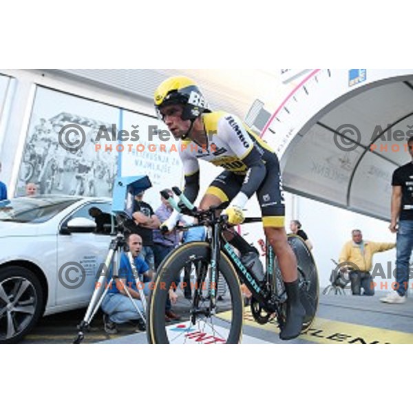 Primoz Roglic of Lotto Jumbo posted best time at 44 km and become Slovenian National Time Trial Champion at 35. Maraton Franja BTC City in Ljubljana, Slovenia on June 10, 2016