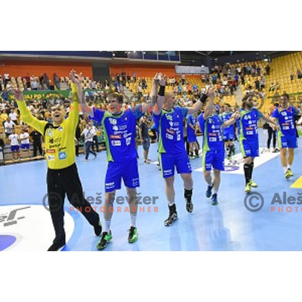 action during handball match between Slovenia and Norway in Qualification for World Championships France 2017, played in Zlatorog Hall, Celje, Slovenia on June 11, 2016