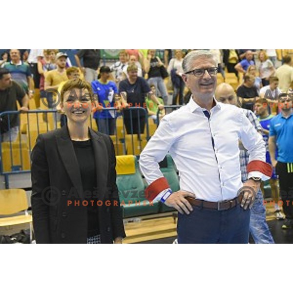 action during handball match between Slovenia and Norway in Qualification for World Championships France 2017, played in Zlatorog Hall, Celje, Slovenia on June 11, 2016