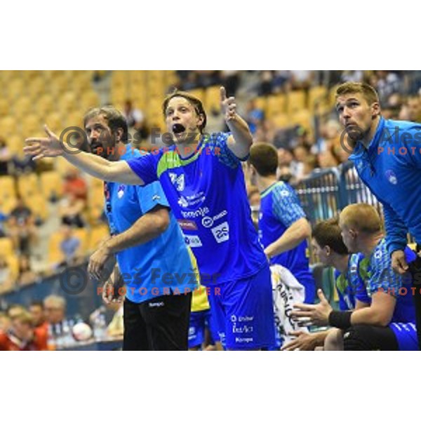 Jure Dolenec of Slovenia in action during handball match between Slovenia and Norway in Qualification for World Championships France 2017, played in Zlatorog Hall, Celje, Slovenia on June 11, 2016