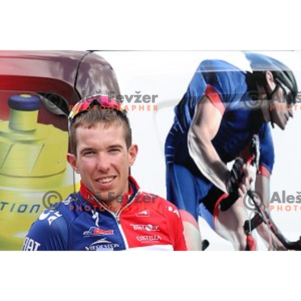 Domen Novak of Adria mobil professional cycling team before start of Tour de Slovenie in Ljubljana on June 16, 2016