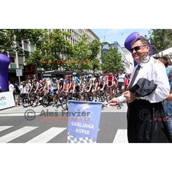 Zoran Jankovic, mayor of Ljubljana at start of first stage Tour of Slovenia 2016 in Ljubljana on June 16, 2016