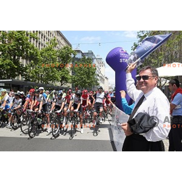 Zoran Jankovic, mayor of Ljubljana at start of first stage Tour of Slovenia 2016 in Ljubljana on June 16, 2016