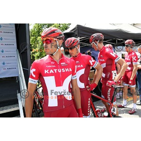 Team Katusha at official team presentation before start of first stage Tour of Slovenia 2016 in Ljubljana on June 16, 2016