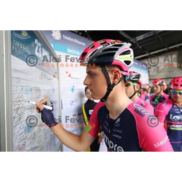Matej Mohoric of Lampre Merida at official team presentation before start of first stage Tour of Slovenia 2016 in Ljubljana on June 16, 2016