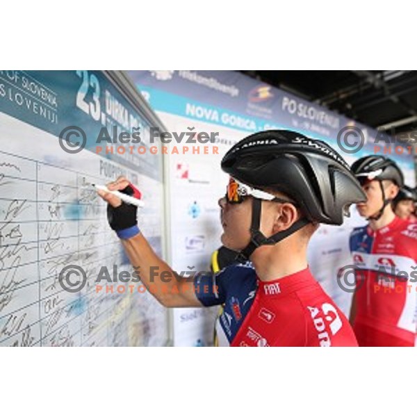 Matej Drinovec of Adria Mobil at official team presentation before start of first stage Tour of Slovenia 2016 in Ljubljana on June 16, 2016