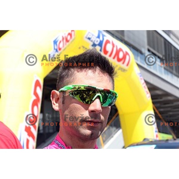 Diego Ulissi of Lampre Merida at official team presentation before start of first stage Tour of Slovenia 2016 in Ljubljana on June 16, 2016