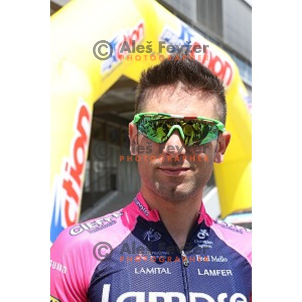 Diego Ulissi of Lampre Merida at official team presentation before start of first stage Tour of Slovenia 2016 in Ljubljana on June 16, 2016
