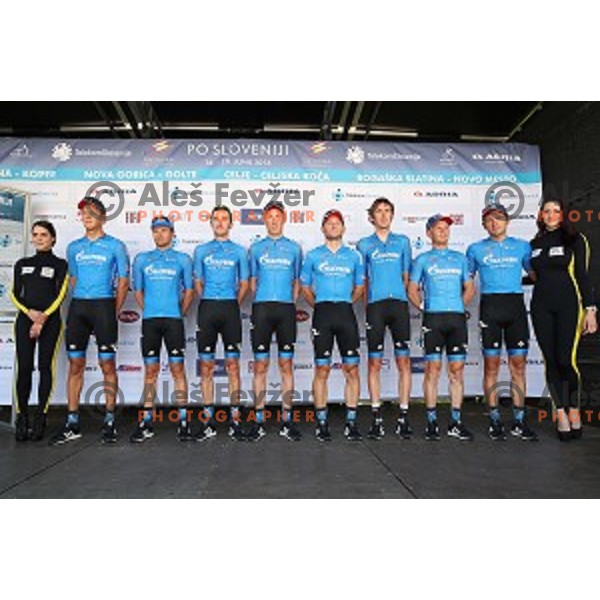 Aleksander Filoforov of Gazprom-Rusvelo at official team presentation before start of first stage Tour of Slovenia 2016 in Ljubljana on June 16, 2016