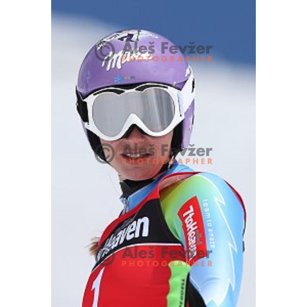 Tina Maze warms-up before shooting a ski movie Seven to Heaven at Moelltal Glacier in Austria on April 14, 2016