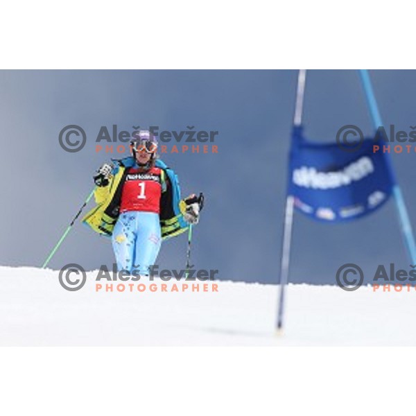 Tina Maze warms-up before shooting a ski movie Seven to Heaven at Moelltal Glacier in Austria on April 14, 2016