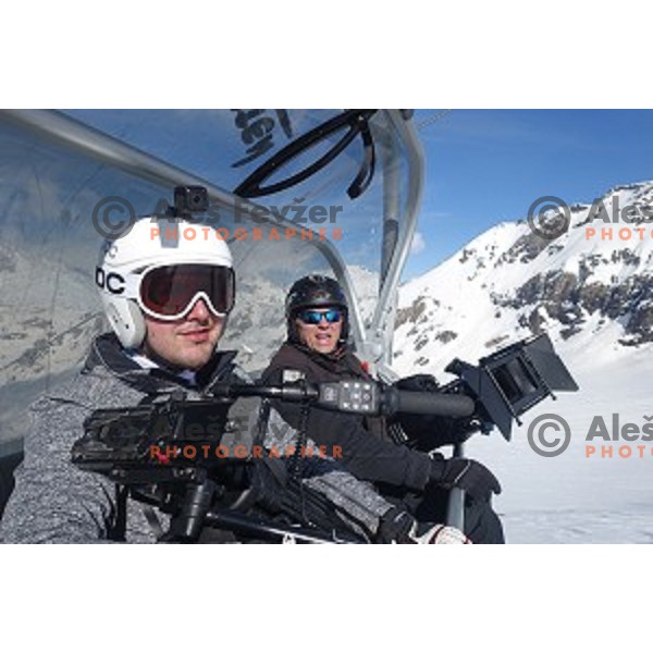  before shooting a ski movie Seven to Heaven at Moelltal Glacier in Austria on April 14, 2016