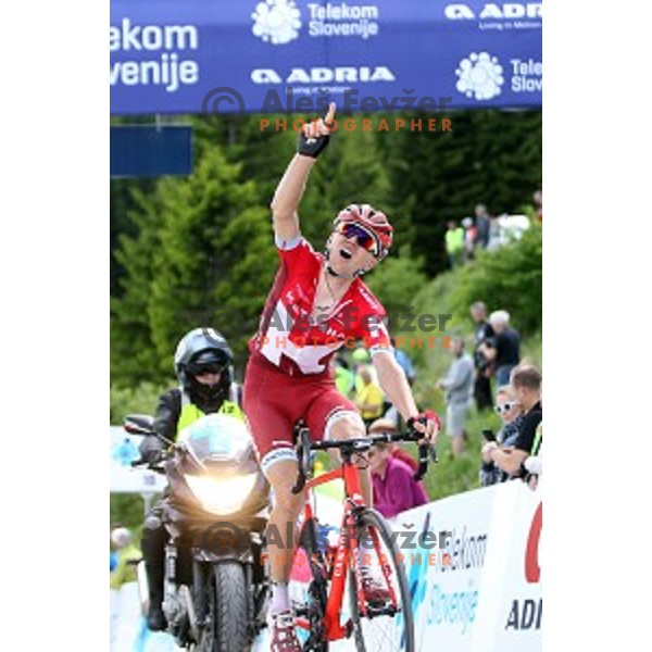 Rein Taaramae of Team Katusha, winner of 217 km long second stage of Tour of Slovenia between Nova Gorica and Golte on June 17, 2016