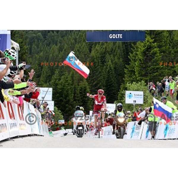 Rein Taaramae of Team Katusha, winner of 217 km long second stage of Tour of Slovenia between Nova Gorica and Golte on June 17, 2016