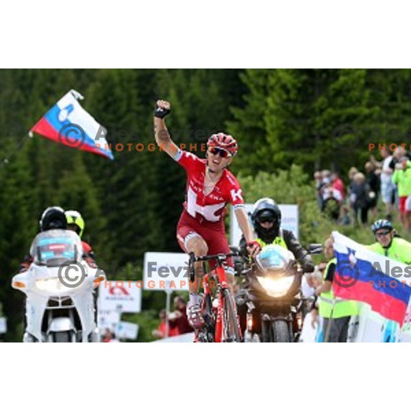 Rein Taaramae of Team Katusha, winner of 217 km long second stage of Tour of Slovenia between Nova Gorica and Golte on June 17, 2016