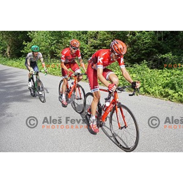 Jack Haig of Orica GreenEdge and Rein Taaramae of Katusha on 217 km long second stage of Tour of Slovenia between Nova Gorica and Golte on June 17, 2016