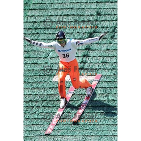 Andraz Pograjc of Slovenia during FIS Continental Cup Ski Jumping in Kranj, Slovenia on July 2, 2016