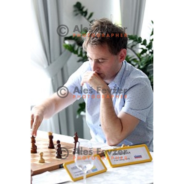 Jure Borisek competes at Vidmar Memorial chess tournament in hotel Toplice, Bled, Slovenia on July 3, 2016