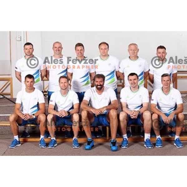 Veelin Vujovic, Uros Serbec and tehnical staff of Slovenia Olympic Handball Team in hotel Planja at Rogla Olympic Centre, Slovenia on July 4, 2016