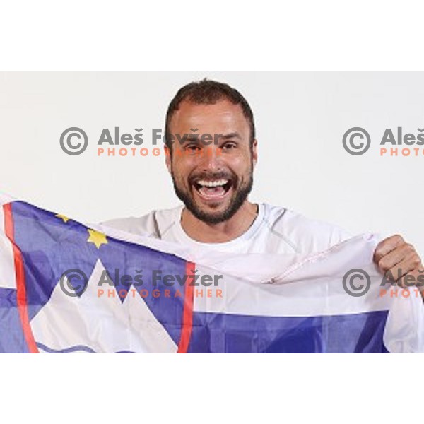 Uros Zorman, member of Slovenia Olympic Handball Team at official photo shooting in hotel Planja at Rogla Olympic Centre, Slovenia on July 4, 2016