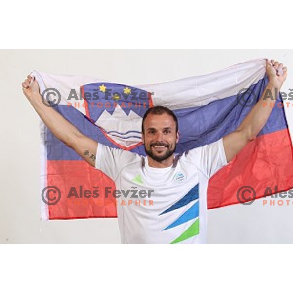 Uros Zorman, member of Slovenia Olympic Handball Team at official photo shooting in hotel Planja at Rogla Olympic Centre, Slovenia on July 4, 2016