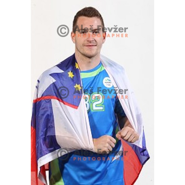 Miha Zarabec, member of Slovenia Olympic Handball Team at official photo shooting in hotel Planja at Rogla Olympic Centre, Slovenia on July 4, 2016