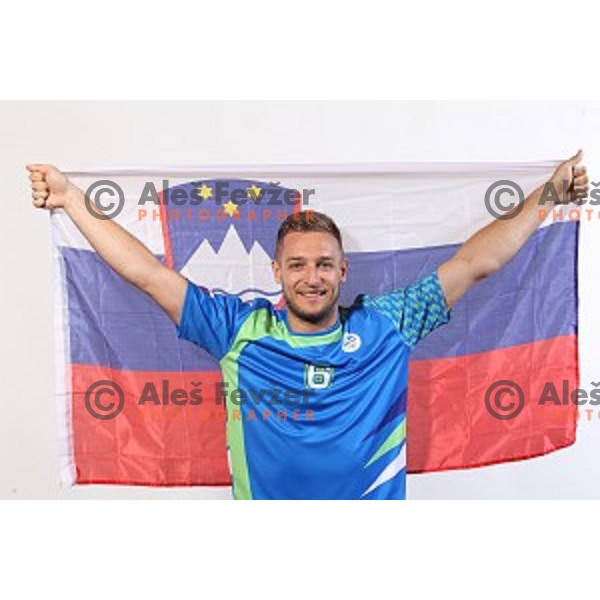 Gasper Marguc, member of Slovenia Olympic Handball Team at official photo shooting in hotel Planja at Rogla Olympic Centre, Slovenia on July 4, 2016