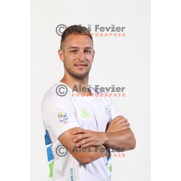 Gasper Marguc, member of Slovenia Olympic Handball Team at official photo shooting in hotel Planja at Rogla Olympic Centre, Slovenia on July 4, 2016
