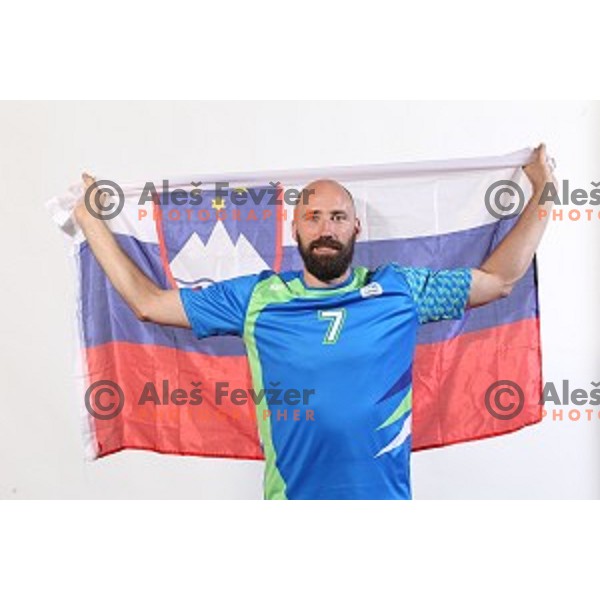 member of Slovenia Olympic Handball Team at official photo shooting in hotel Planja at Rogla Olympic Centre, Slovenia on July 4, 2016