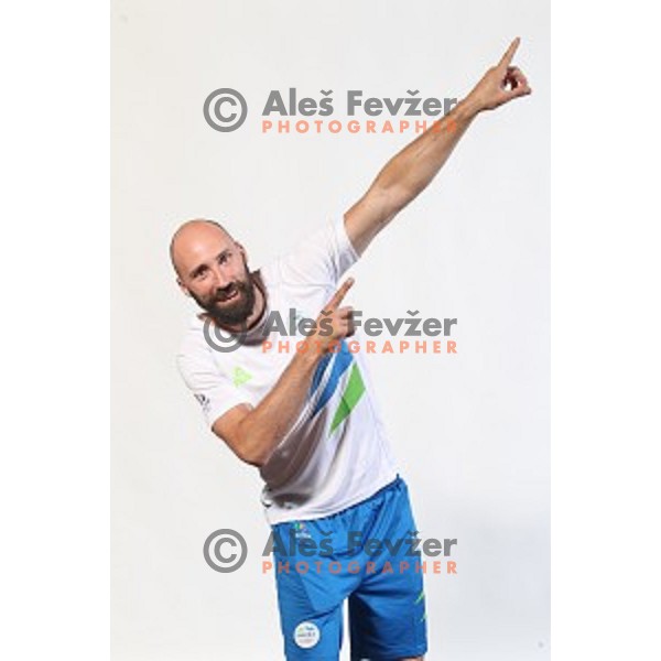 Vid Kavticnik, member of Slovenia Olympic Handball Team at official photo shooting in hotel Planja at Rogla Olympic Centre, Slovenia on July 4, 2016