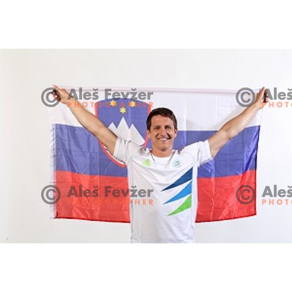 Simon Razgor, member of Slovenia Olympic Handball Team at official photo shooting in hotel Planja at Rogla Olympic Centre, Slovenia on July 4, 2016