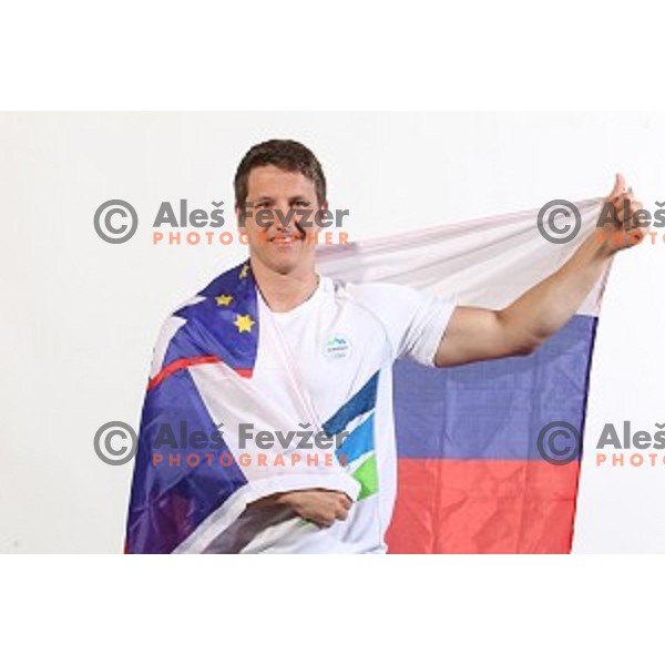 Simon Razgor, member of Slovenia Olympic Handball Team at official photo shooting in hotel Planja at Rogla Olympic Centre, Slovenia on July 4, 2016