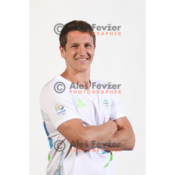 Simon Razgor, member of Slovenia Olympic Handball Team at official photo shooting in hotel Planja at Rogla Olympic Centre, Slovenia on July 4, 2016