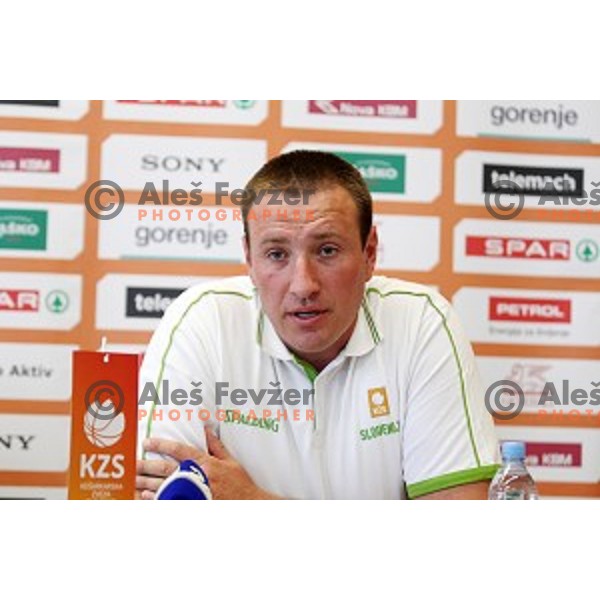 Matjaz Smodis, general manager of Slovenia National Basketball team during KZS press conference in Radisson Blu Plaza hotel in Ljubljana, Slovenia on July 8, 2016
