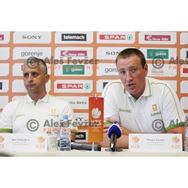 Matjaz Smodis, general manager of Slovenia National Basketball team during KZS press conference in Radisson Blu Plaza hotel in Ljubljana, Slovenia on July 8, 2016