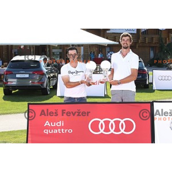 Dejan Maric and Janez kokelj, winners of Audi Quattro Final golf tournament at Smlednik Golf & Country, Ljubljana, Slovenia on July 10, 2016