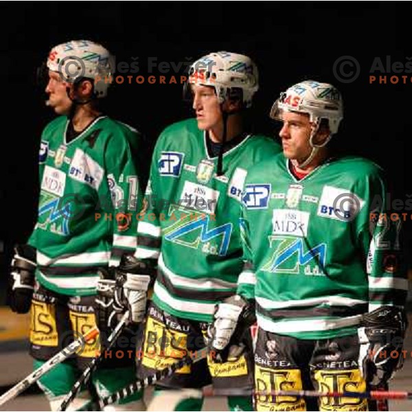 Kenny Corupe,Jeremiah McCarthy and Ryan Jardine at the first game of EBEL , ZM Olimpija : KAC 