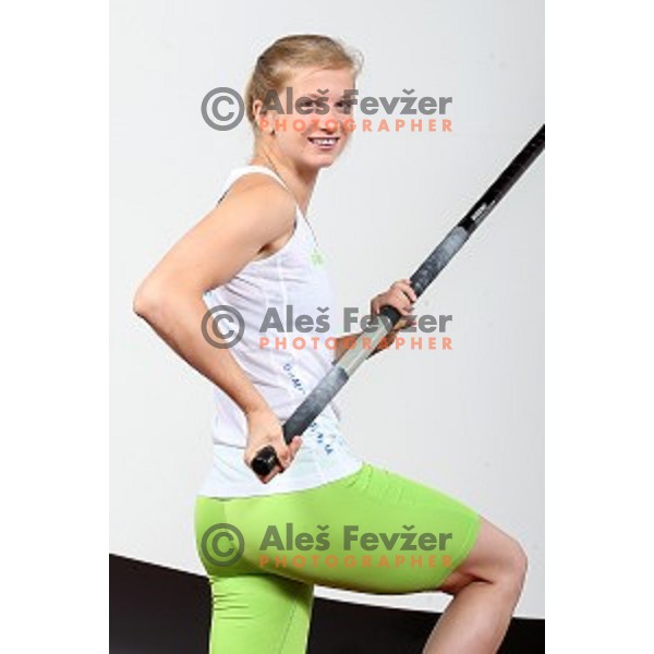 Pole vault athlete Tina Sutej, member of Slovenia Olympic team for Rio 2016 Olympic games at photo shooting in Ljubljana, Slovenia on July 15, 2016
