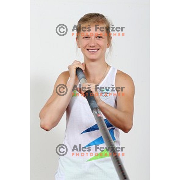 Pole vault athlete Tina Sutej, member of Slovenia Olympic team for Rio 2016 Olympic games at photo shooting in Ljubljana, Slovenia on July 15, 2016