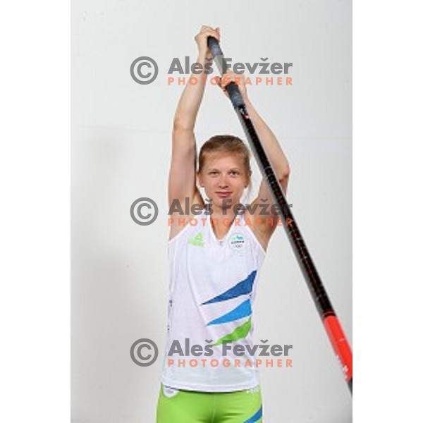 Pole vault athlete Tina Sutej, member of Slovenia Olympic team for Rio 2016 Olympic games at photo shooting in Ljubljana, Slovenia on July 15, 2016
