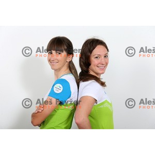 Cyclist Polona Batagelj and swimmer Anja Klinar, members of Slovenia Olympic team for Rio 2016 Olympic games at photo shooting in Ljubljana, Slovenia on July 15, 2016