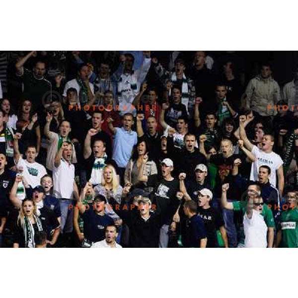 ZM Olimpija fans Green Dragons at the first game of EBEL , ZM Olimpija : KAC 