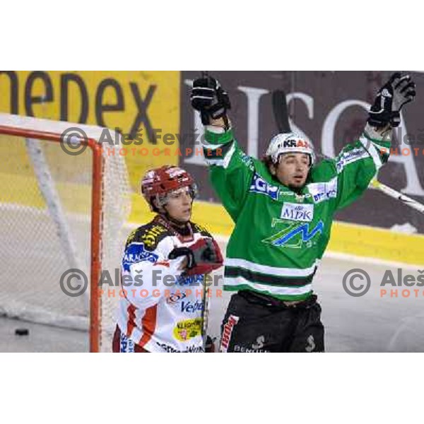 Ryan Jardine celebrates his goal at the first game of EBEL , ZM Olimpija : KAC 