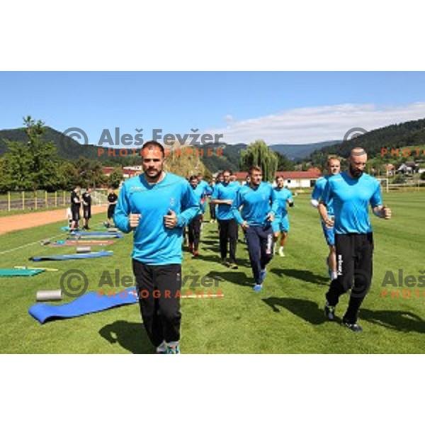 Uros Zorman and Vid Kavticnik of Slovenia Handball team during recovery session in Zrece, Slovenia after first week of preparation for Rio 2016 Olympic games on July 18, 2016