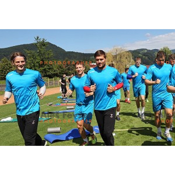 Jure Dolenec and Marko Bezjak of Slovenia Handball team during recovery session in Zrece, Slovenia after first week of preparation for Rio 2016 Olympic games on July 18, 2016