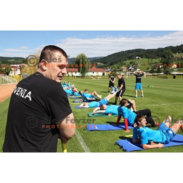 Uros Serbec, assistant coach of Slovenia Handball team during recovery session in Zrece, Slovenia after first week of preparation for Rio 2016 Olympic games on July 18, 2016